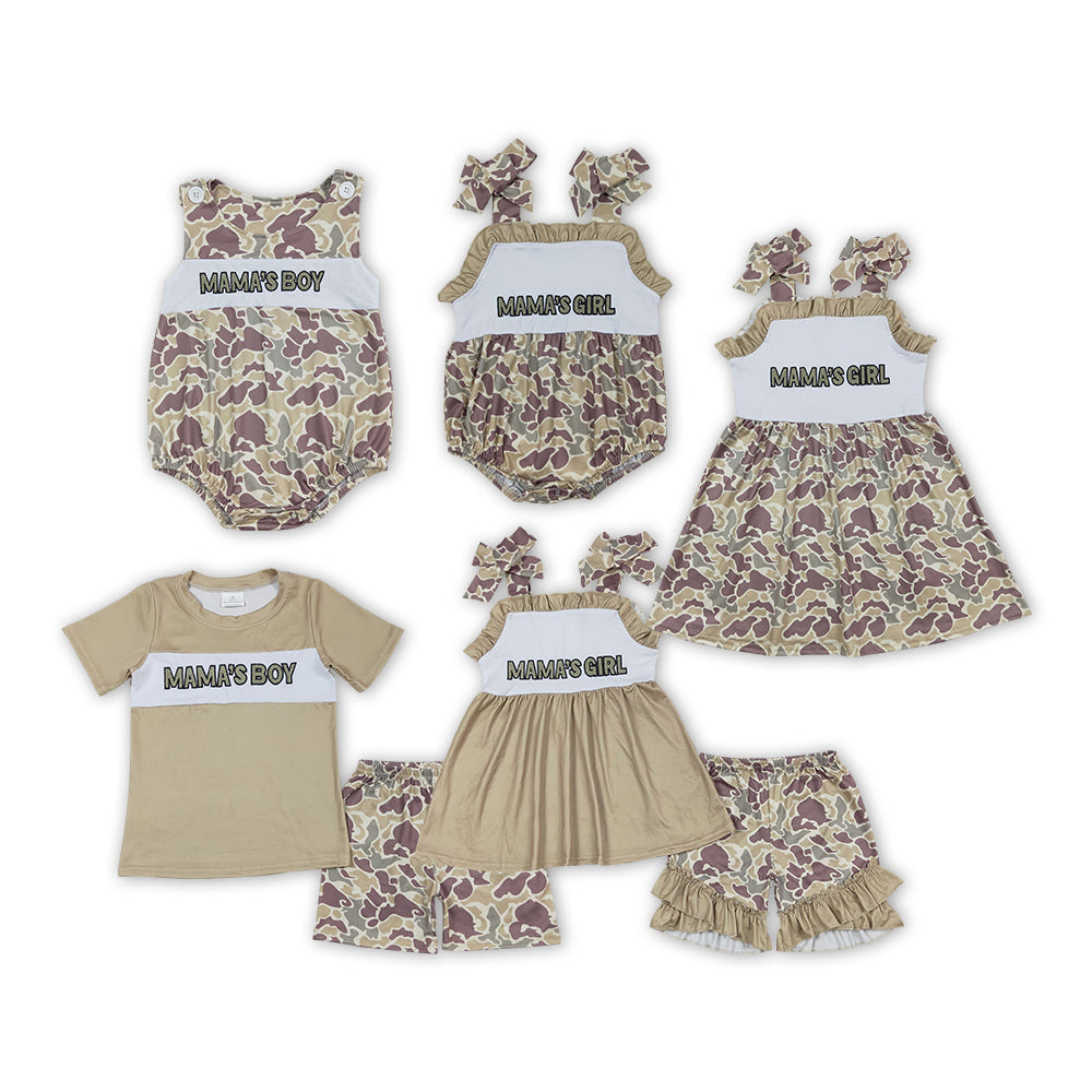 Baby Girls Camo Mama's Girl Boys Sibling Designs Clothes Sets