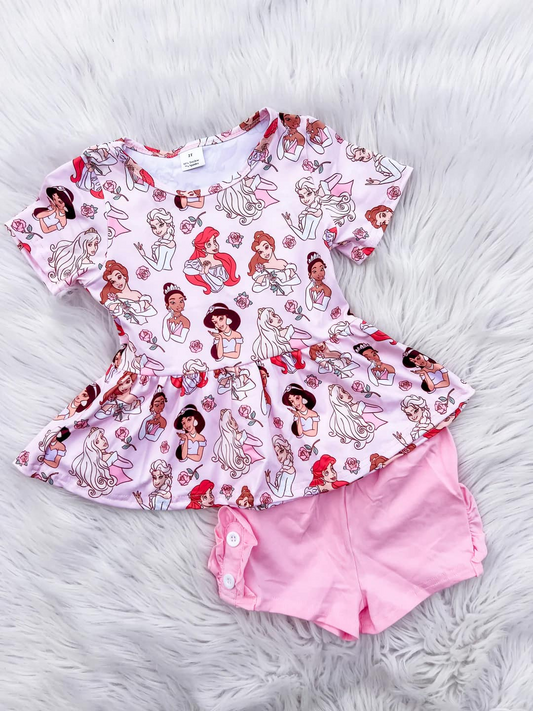 Kids Girls Princess Shorts Set Pre-order 3 MOQ