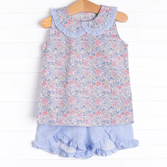 Wholesale Baby Girls Floral Shorts Set With Pocket Pre-order 3 MOQ