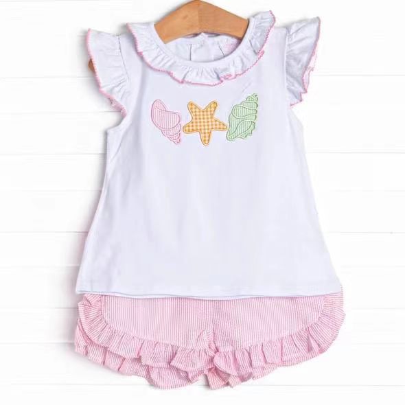 Baby Girls Summer conch outfit Pre-roder 3 MOQ