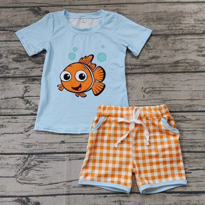 Baby Boys Cartoon Fish Shorts Set Pre-order 3 MOQ