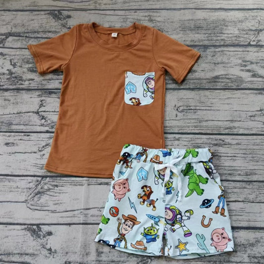 Baby Boys Brown Shirt Toy Pockets Shorts Clothes Sets Preorder  3 MOQ