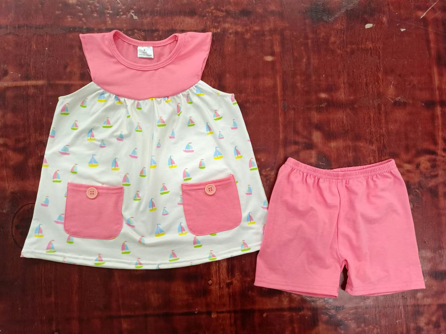 Summer Baby Girls Sailboat Shorts Set Preorder  3 MOQ