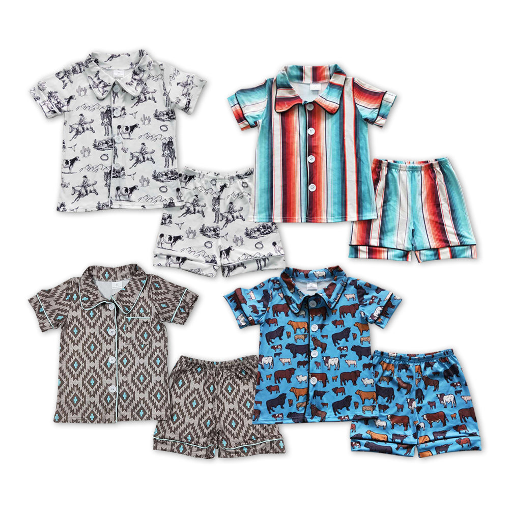 Baby Boys Wesstern Shorts Pajama Set Hot Sale