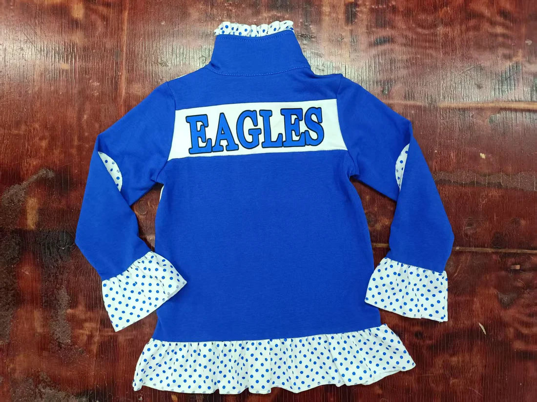 Preorder 5 MOQ Baby Girls and Boys Sport Team Blue BH Eagles Long Sleeve Pullover Top