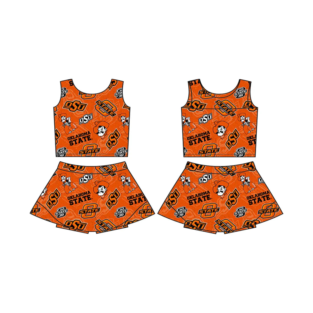 Baby Girls Orange OSU Team Sleeveless Top Skorts Sets 5 MOQ Preorder