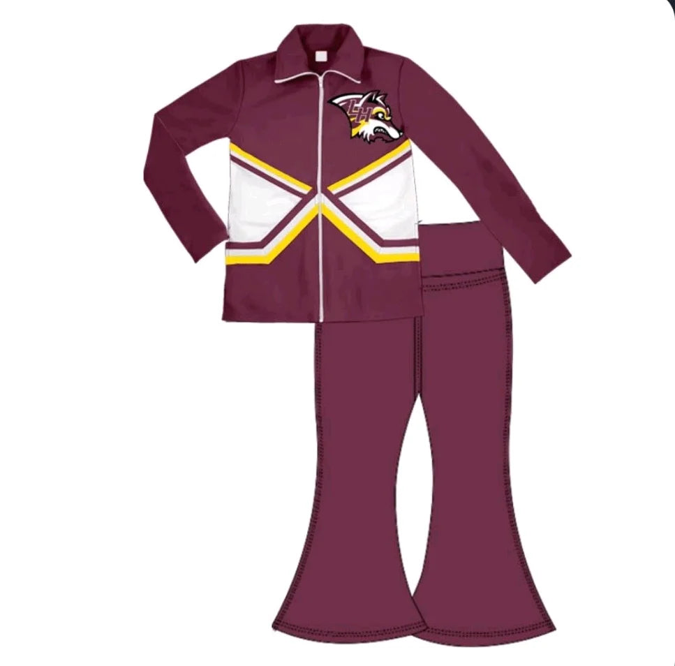 Preorder , 5 MOQ Baby Girls Sport Team Yoga Pillover Top With Pants Outfit