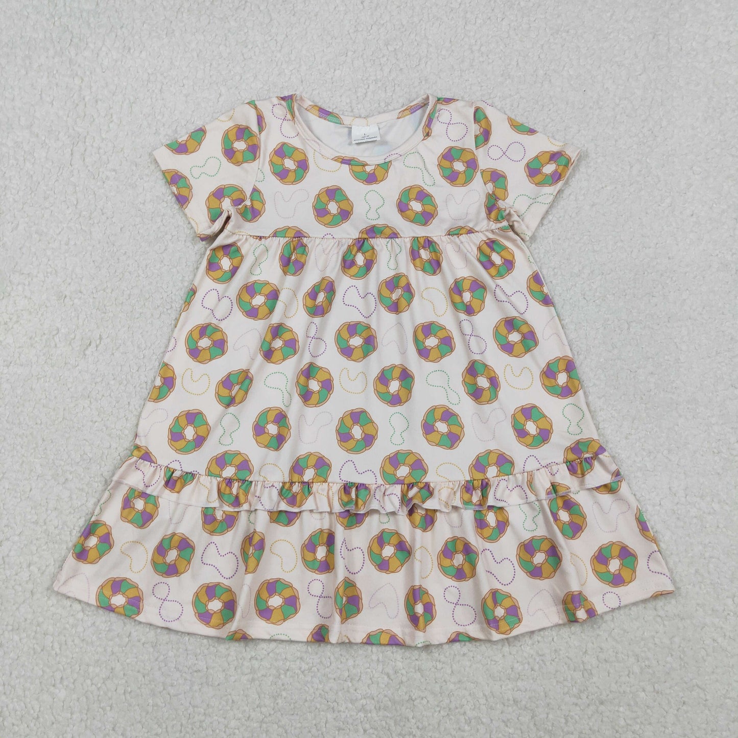 GSD2838 Baby Girls  Mardi Gras doughnut short sleeve dress