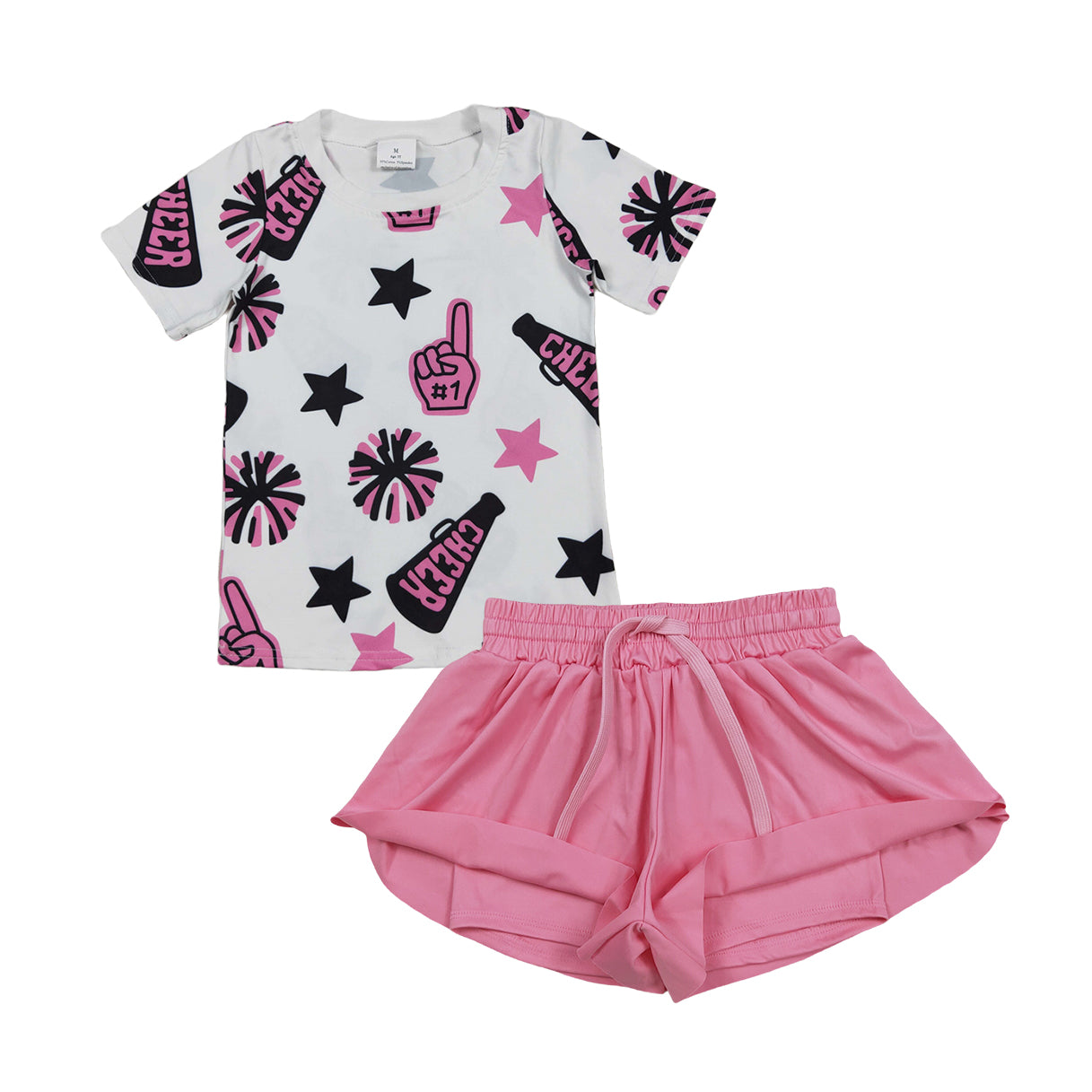 Kids Girls Summer Cheer Top Purple Yoga Shorts Set