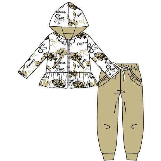 Preorder 5 MOQ Kids Sport Football Team Falcons Bow Matching Clothing