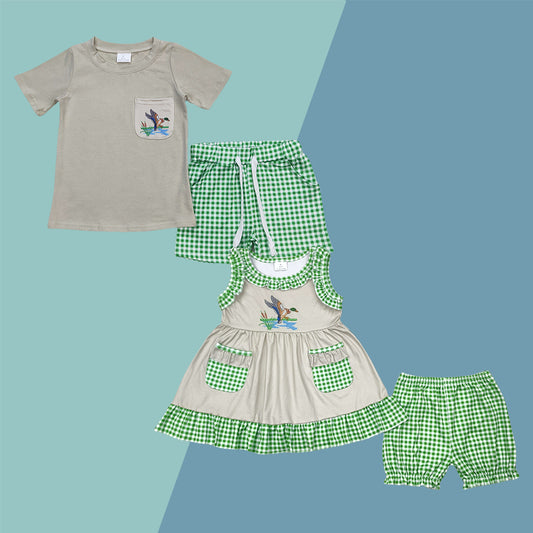 Sibling Toddler Girls Boys Mallard Duck Shorts Set