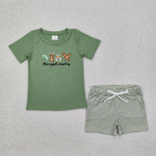 Baby Boys Embroidery Hunting Shorts Set