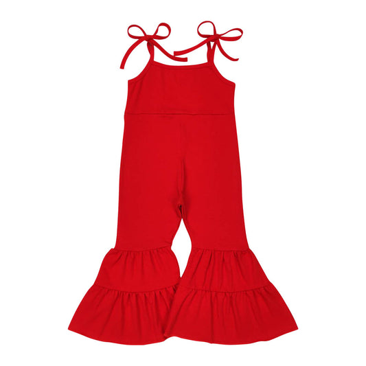 Kids Girls Red Cotton Jumpsuit