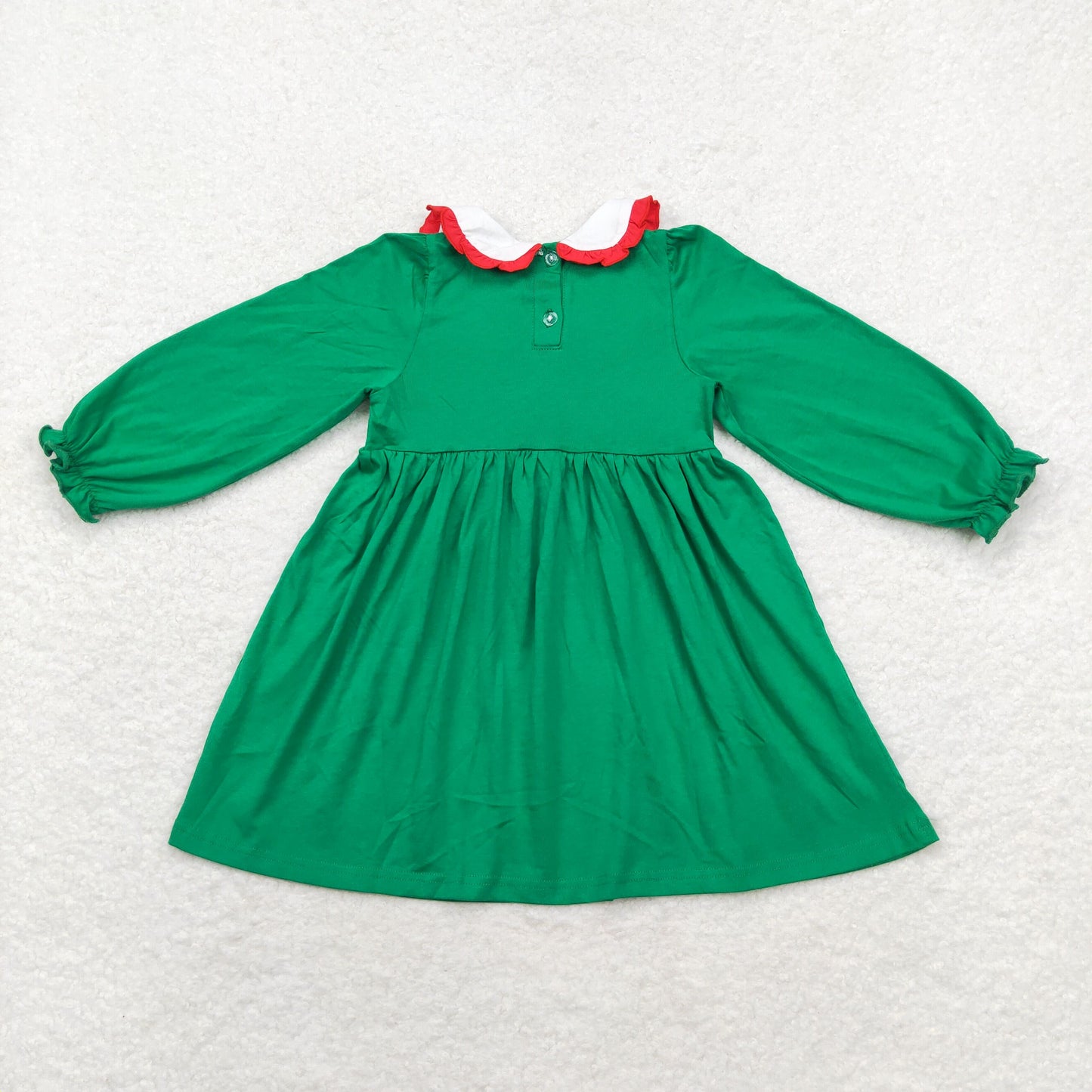 Baby Girls Christmas Tree Somck Long Sleeve Dress