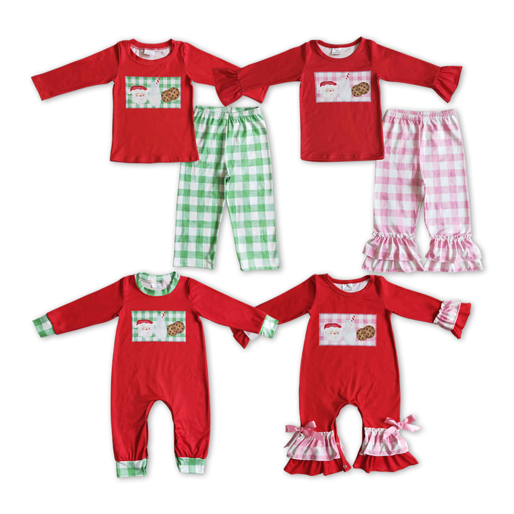 Baby Sibling Christmas  Santa  Milk Cookie Outfit and Romper