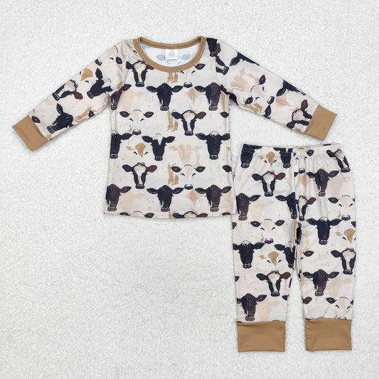 Toddler Baby Boys Cow Long Sleeve Bamboo Pajama Set