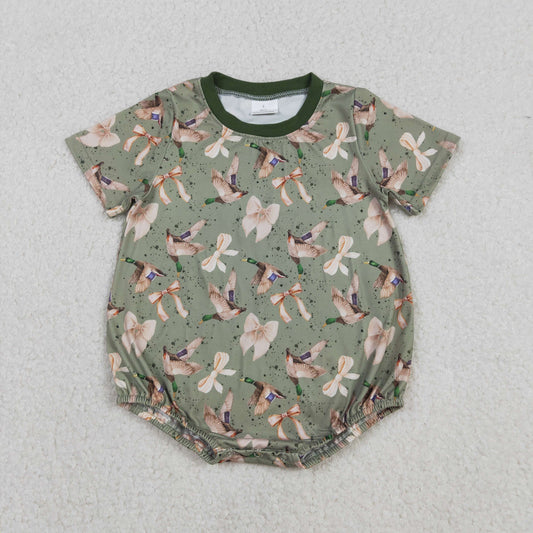 SR3421 Baby Girls Mallard Duck Short Sleeve Rompre