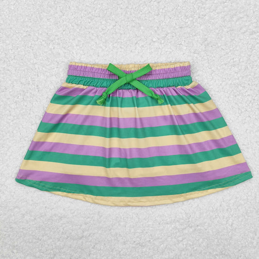 GLK0037 Baby Girls Mardi Gras Purple Yellow Green Striped Skirt