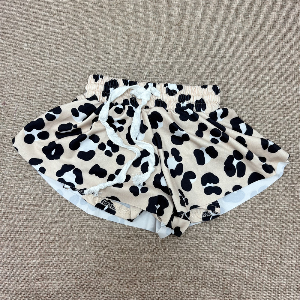 Baby Girls Short Sleeve Top Leopard Ruffle Shorts Set