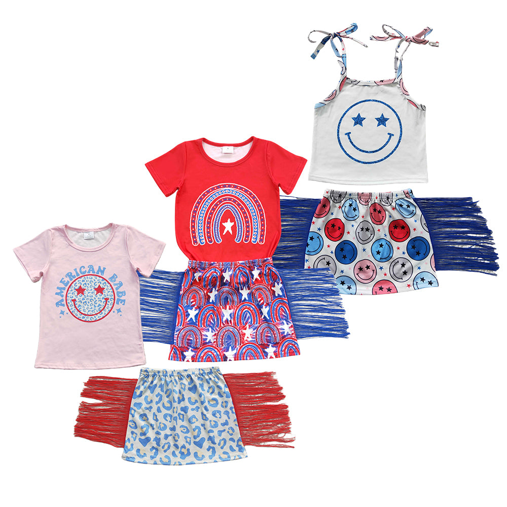 American Babe 4th Of July Tassles Skirt Set