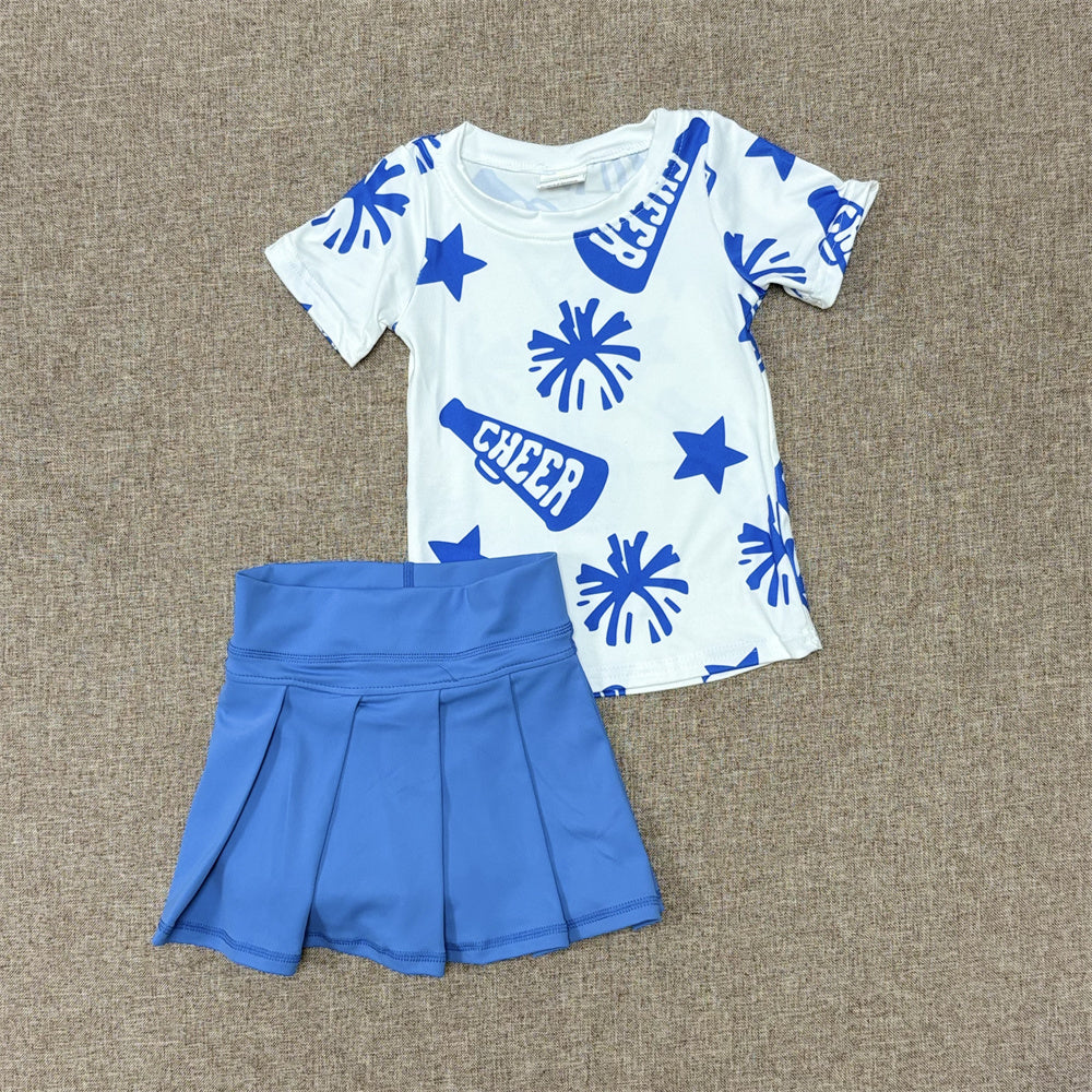 Kids Girls Summer Blue Cheer Top Yoga Skort Set