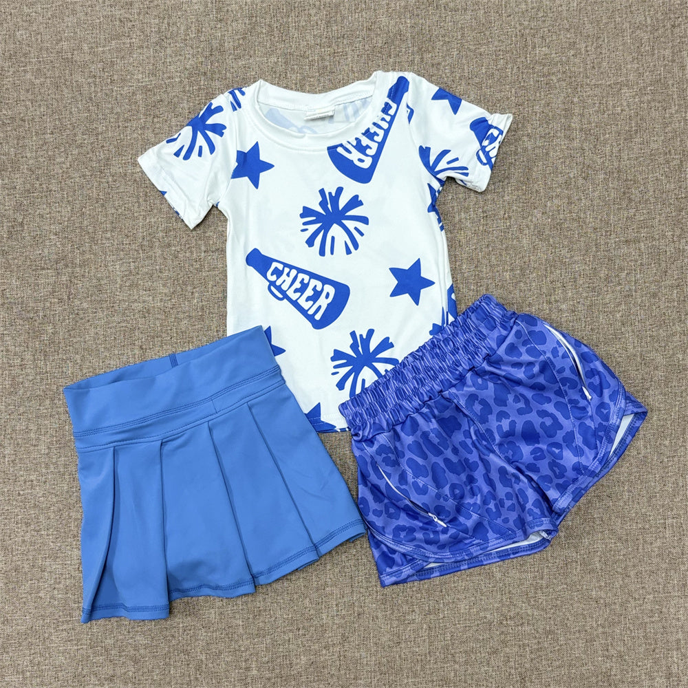 Kids Girls Summer Blue Cheer Top Yoga Skort Set