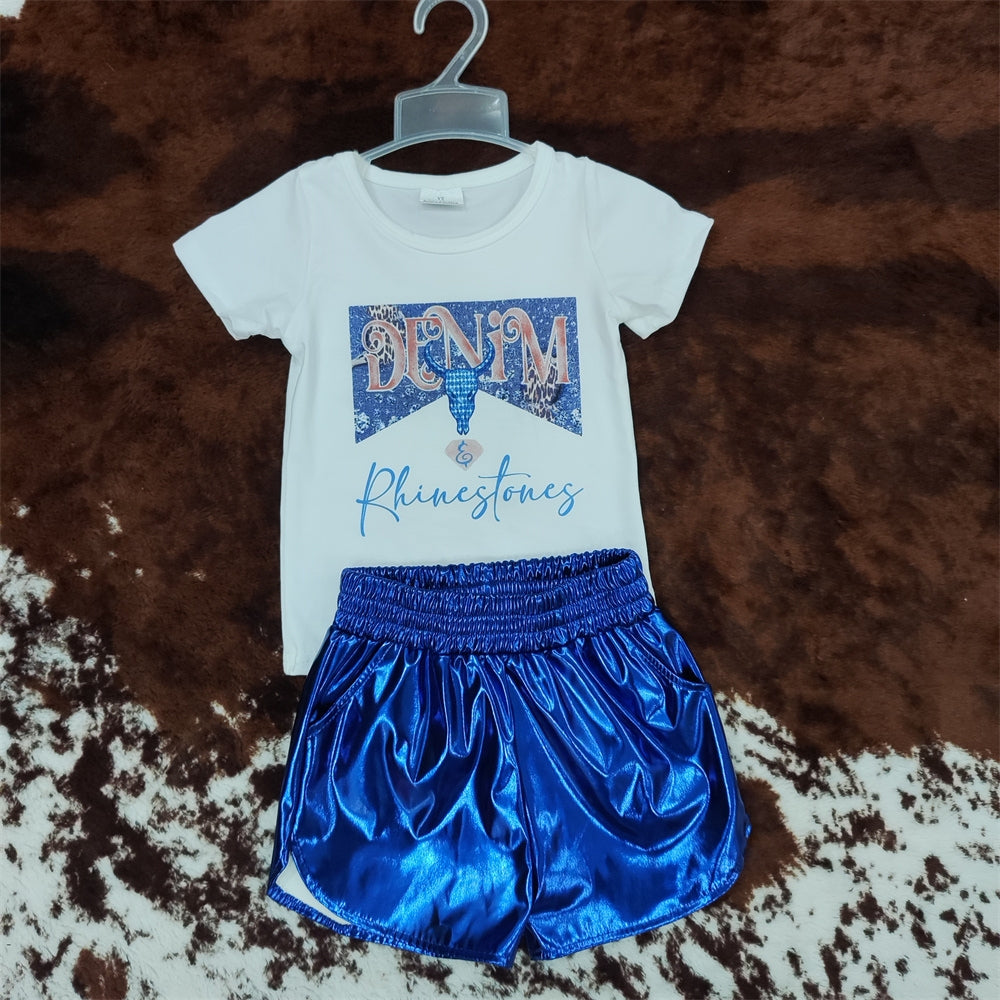 Happy Face Pink Short Sleeve Top Hot Pink Leather Shorts Set