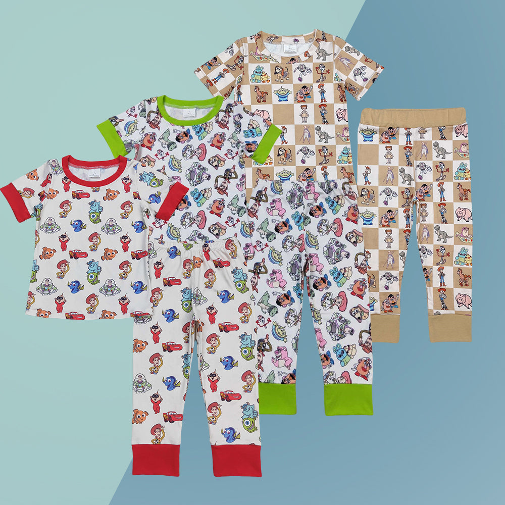 Toddler Sibling Brother Boys Cartoon Toys Short Sleeve Top Pajama Set