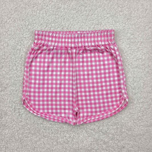 SS0472 Baby Girls Pink Gingham Shorts