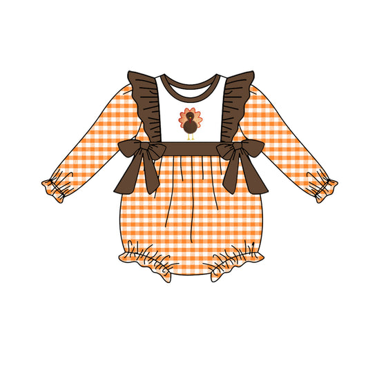 Baby Girls  Thankgiving Turkey Romper Pre-order 3 MOQ ）