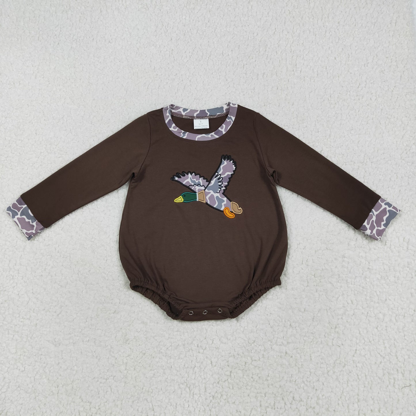 LR2310 Baby Boys Duck Long Sleeve Bubble Romper