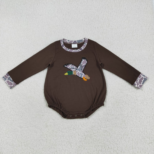 LR2310 Baby Boys Duck Long Sleeve Bubble Romper