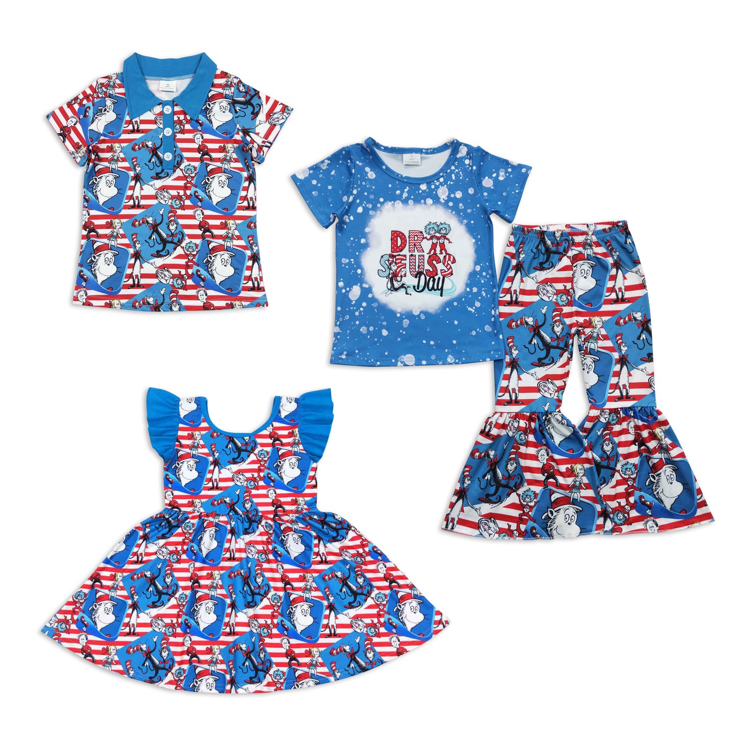 Baby Girls Boys Red Stripes Dr Reading Sibling Clothes