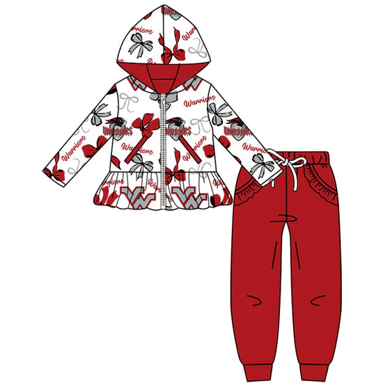 Preorder 5 MOQ Kids Sport Football Team Warriors Bow Matching Clothing