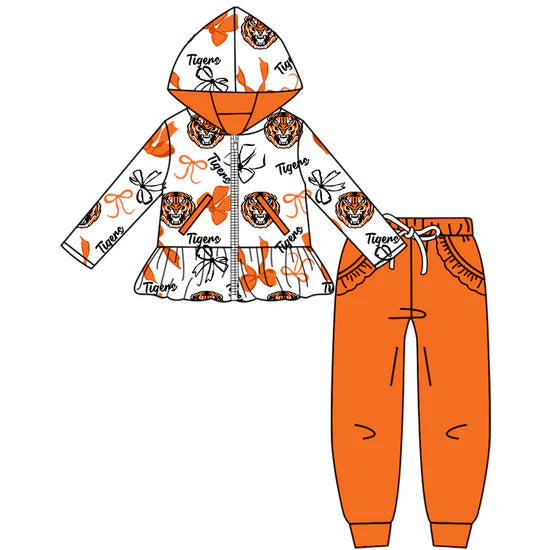 Preorder 5 MOQ Kids Sport Football Team  Tiger Bow Matching Clothing