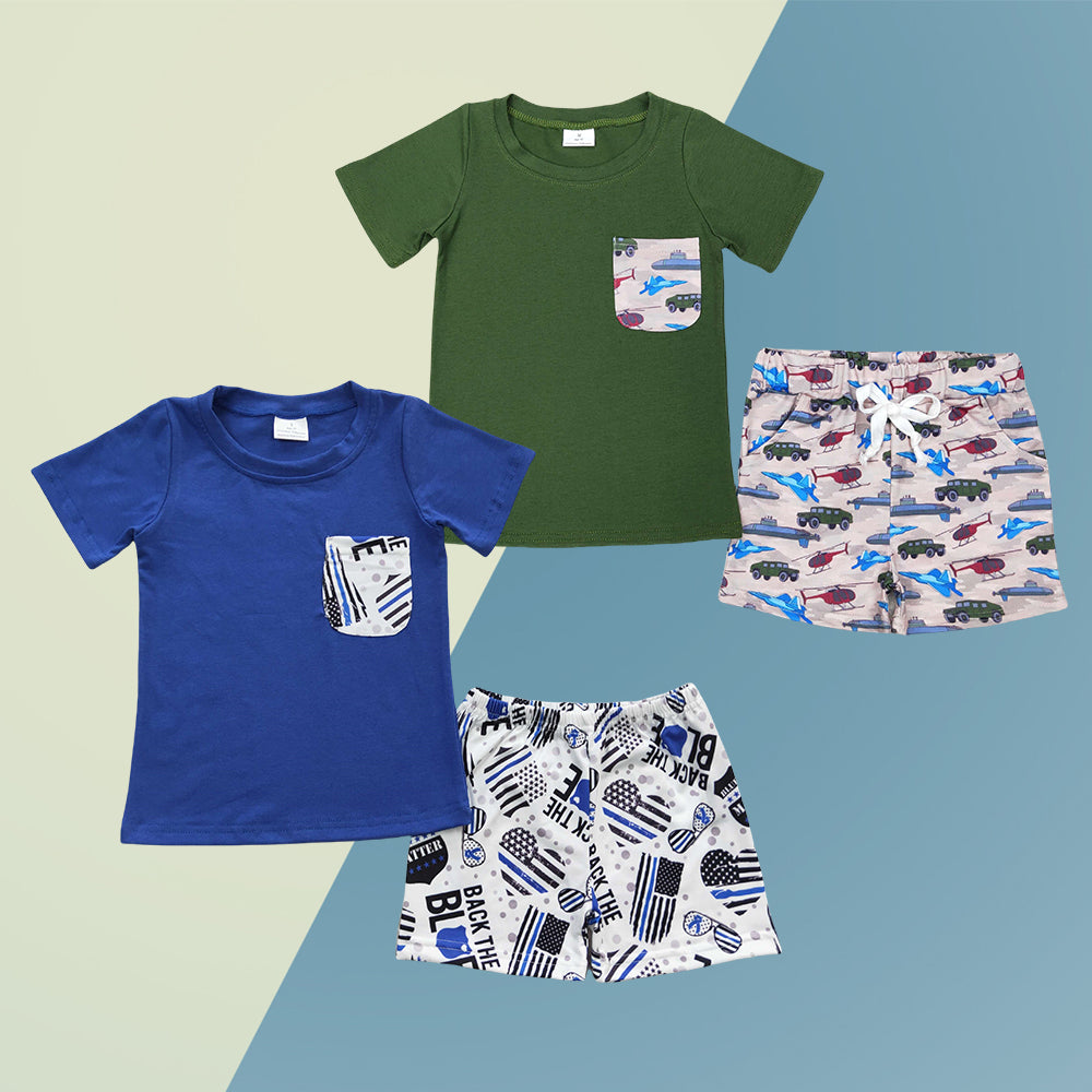 Sibling Baby Boys Pocket Cotton Top Shorts Outfit