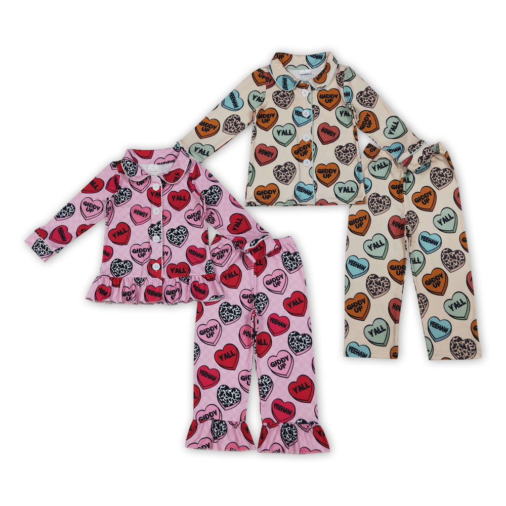 Sibling Baby Girls Boys Valentine's Day Heart Long Sleeve Pajama Set
