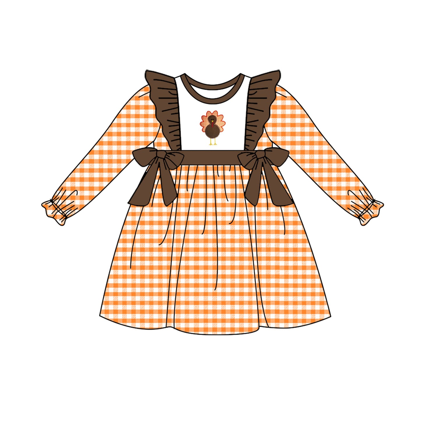 Toddler Girls Thankgiving Turkey Dress Pre-order 3 MOQ