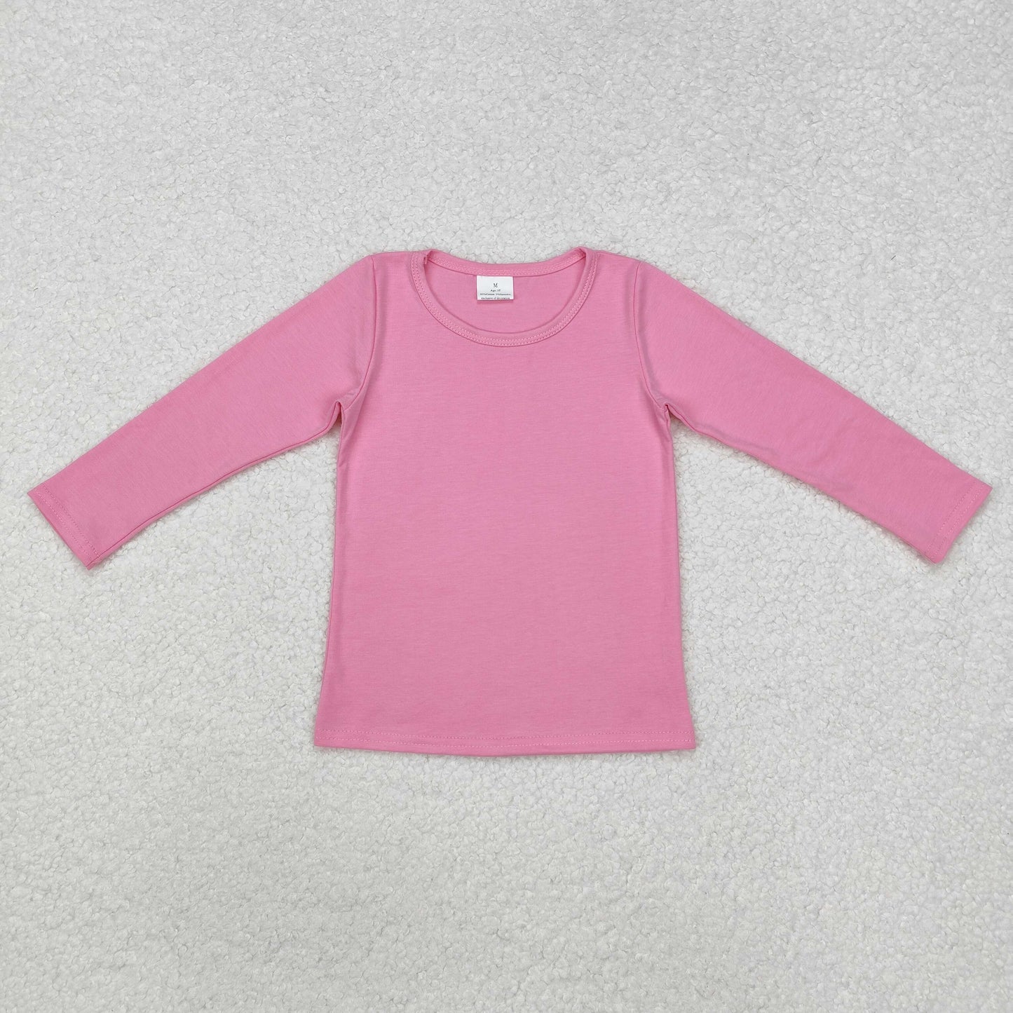 GT0781 Baby Girls Pink Solid Color Long Sleeve Top