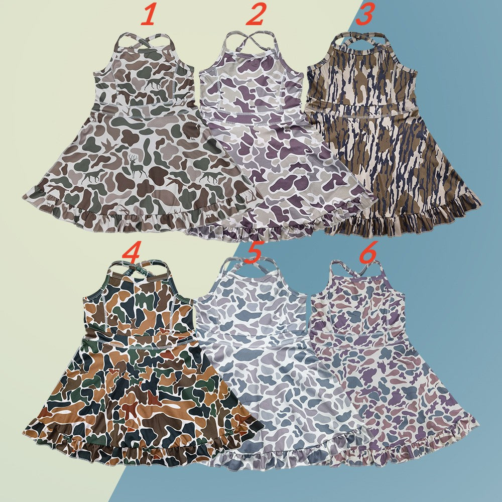 Sibling Baby Girls Active Wear Camo Yoga Dress With Under