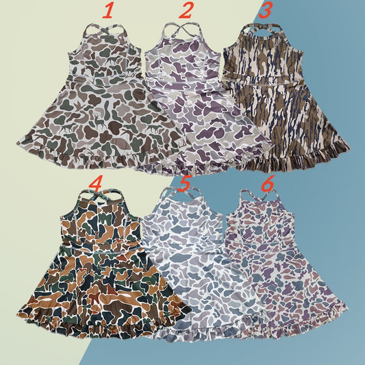 Sibling Baby Girls Active Wear Camo Yoga Dress With Under