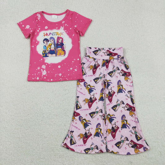 GSPO2122 Movies Cartoon Girls Bell Bottom Pants Set