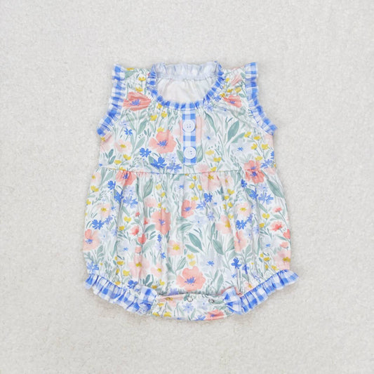 Newborn Baby Girls Rustic Floral Romper