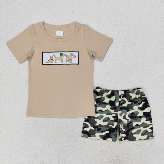 Summer July 4th Dog Camo Shorts Boys Set