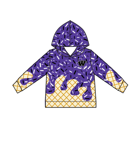 Preorder 5 MOQ Kids Sport Football Team Wildcat Purple Bow Matching Clothing
