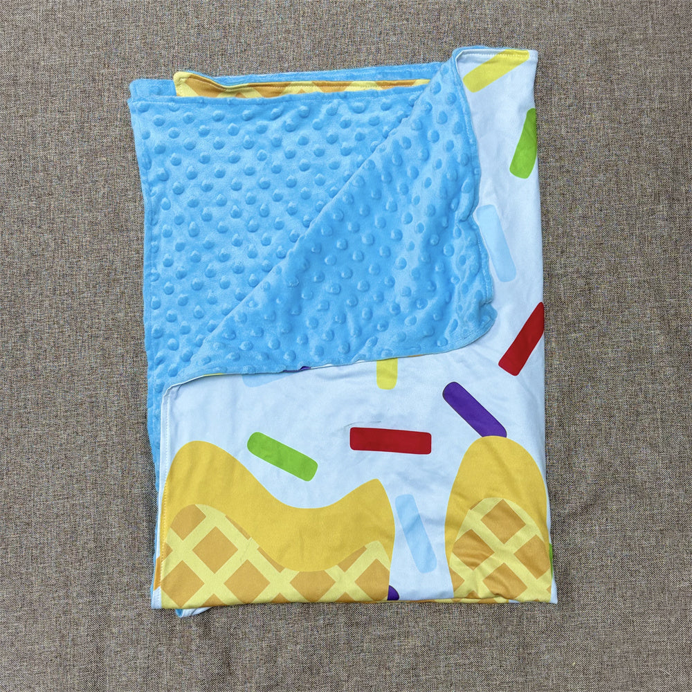 Sibling Baseball Ice Cream Drip Dress shorts and Blanket
