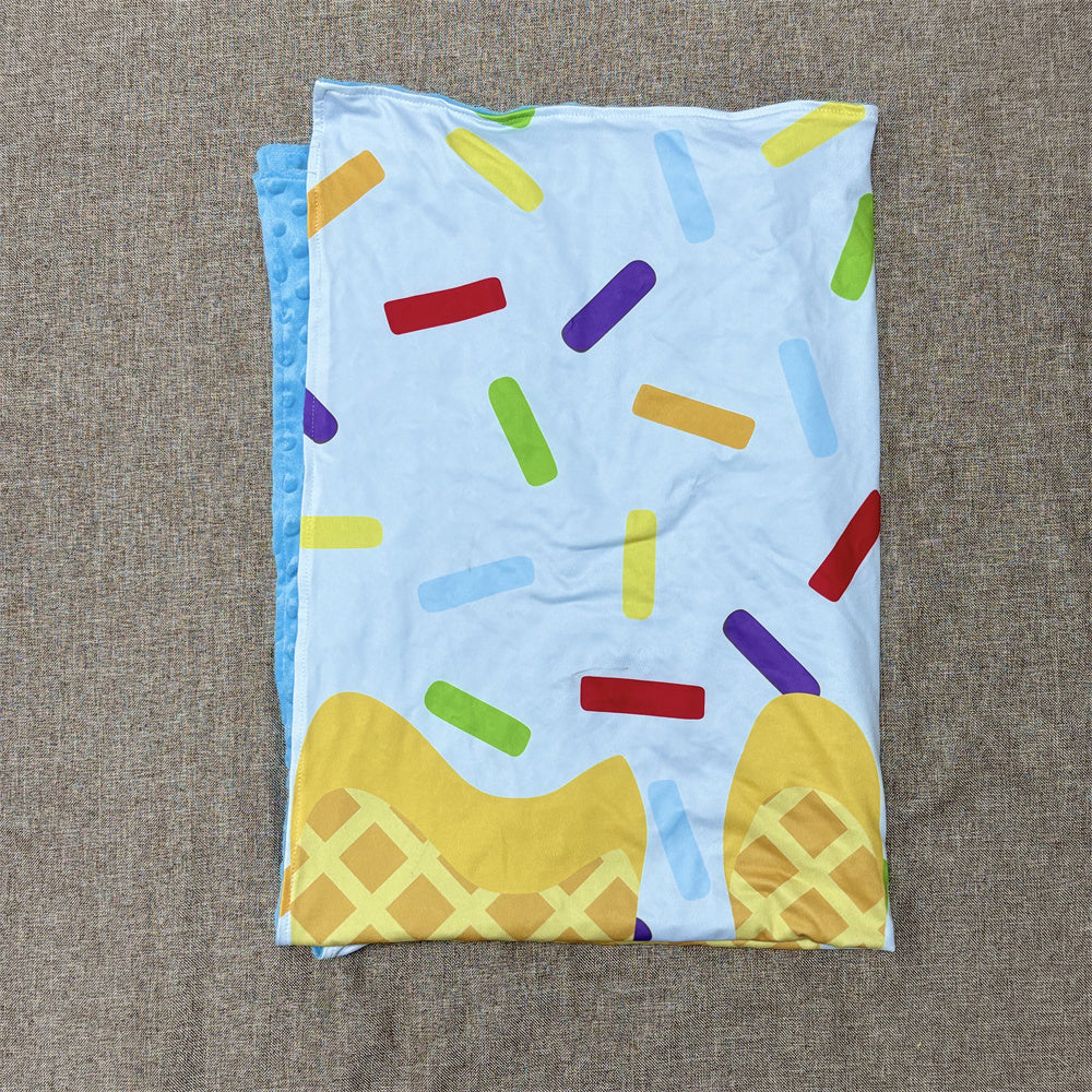 Sibling Baseball Ice Cream Drip Dress shorts and Blanket