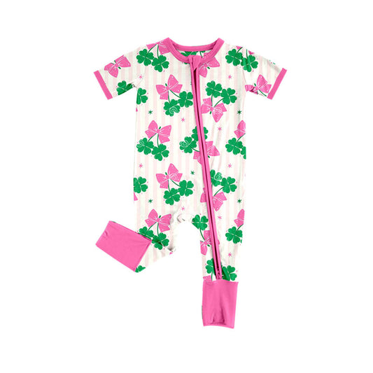 Preorder , 5 MOQ Baby Girls St. Patrick's Day Short Sleeve Romper
