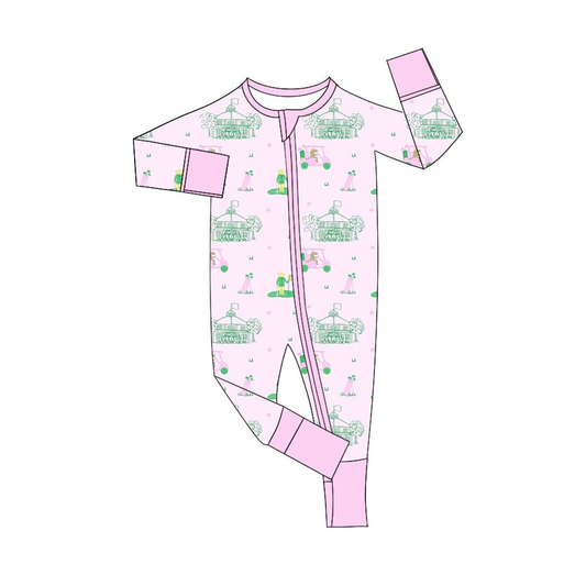 20 MOQ Preorder Baby Girls Golf Long Sleeve Bamboo Romper