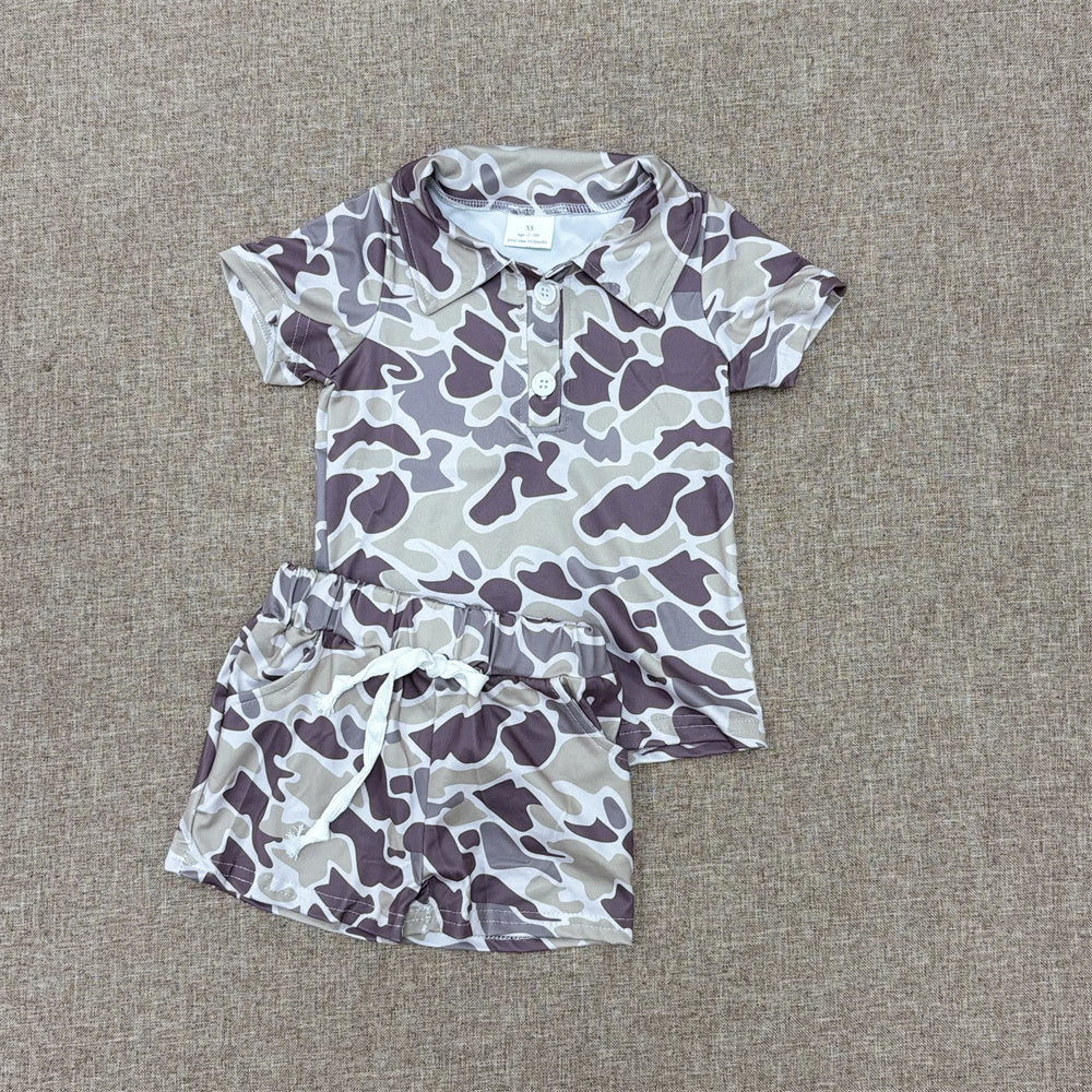 Mommy and Me Old School Camo  Pullover Top and Shorts Set